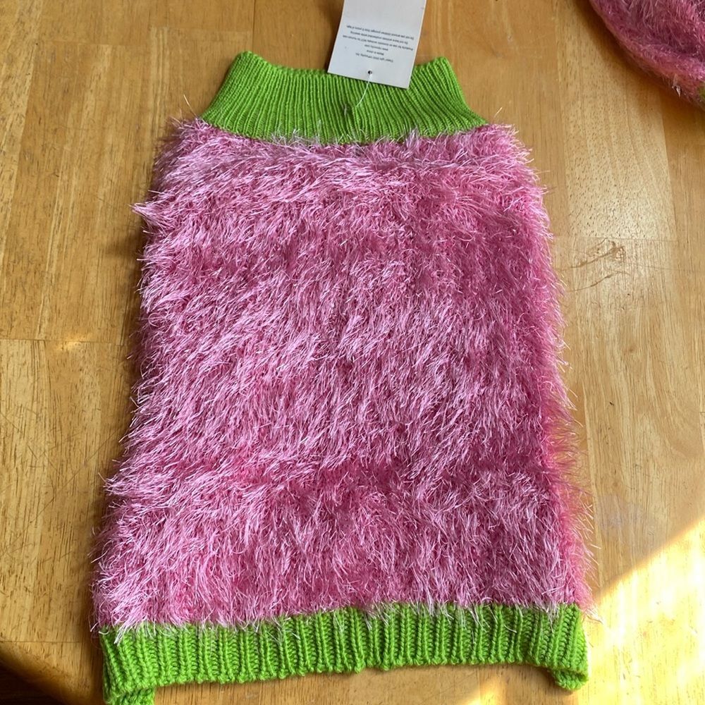 Dog Vipoochy Sweaters size XS pink green mix wool with angora light … - Picture 2 of 10